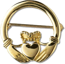 Gold Irish Claddagh Brooch from SimplyIrish.com
