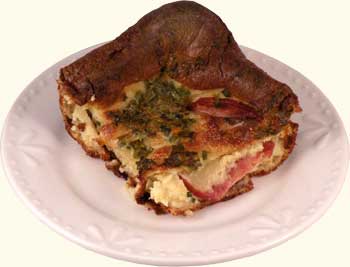 Popover Pudding with Irish Bacon Slice