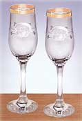 Claddagh Toasting Flutes with Gold Band