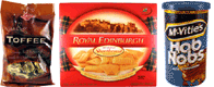 McVities Milk Chocolate Hob Nobs,Royal Edinburgh Shortbread,Oatfield Irish Butter Toffee 