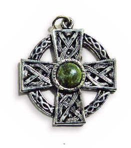 Celtic Cross Charm with Connemara Marble