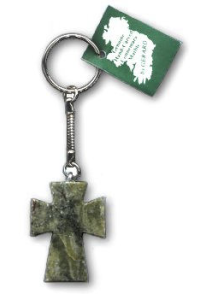 Celtic Cross Connemara Marble Key Ring