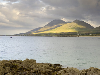 Croagh Patrick Mountain and Clew Bay, from Old Head, County Mayo, Connacht, Republic of Ireland
