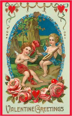 Valentine Greetings, Cupids Playing Music