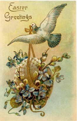 Easter Greeting, Dove Carrying Egg