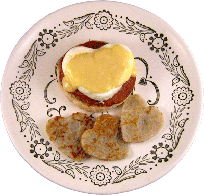 Eggs Benedict with Boxtie Hearts