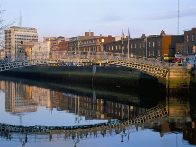 The Ha'Penny Bridge Over the Liffey River, Dublin